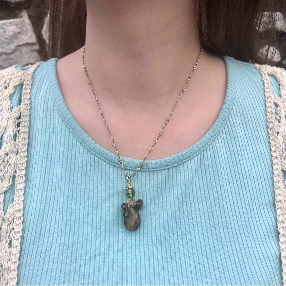 Jewel Tone Necklace with Gold Chain
